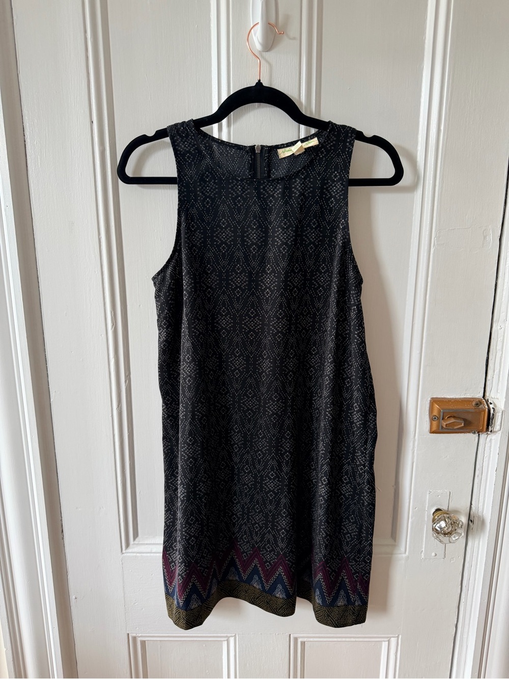 Staring at Stars Black Sleeveless Shift Dress with Multicolor Zigzag Hem